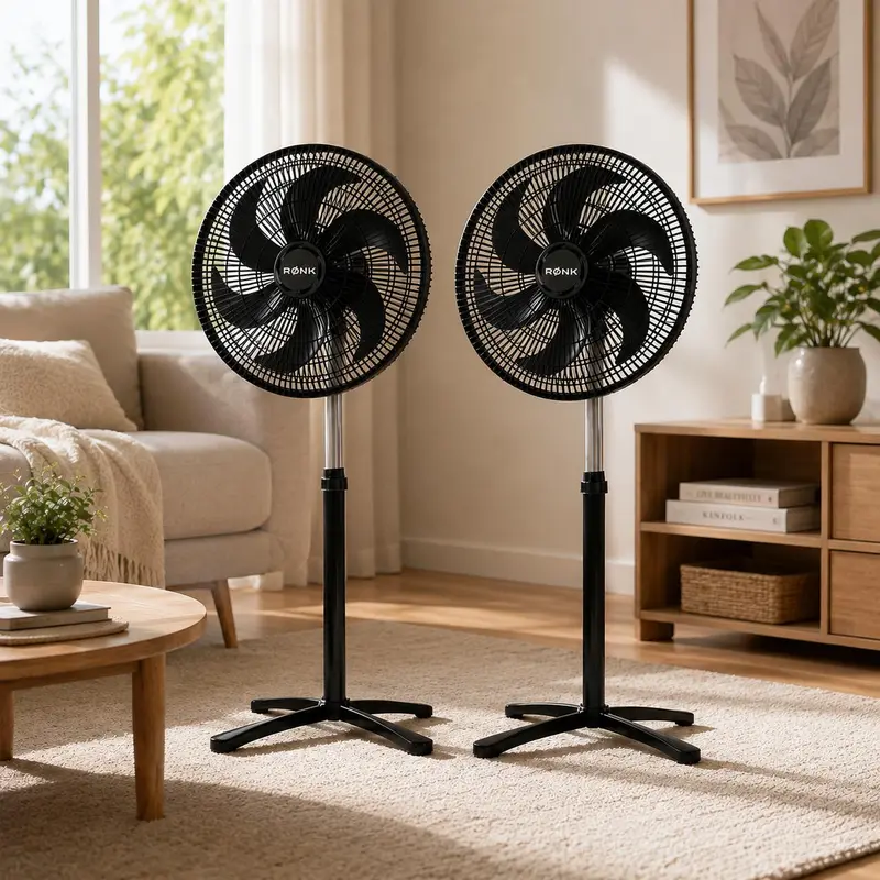 Kit 2 Ventiladores 40cm de Coluna Turbo 126W de Potência Preto - 110V ou 220V